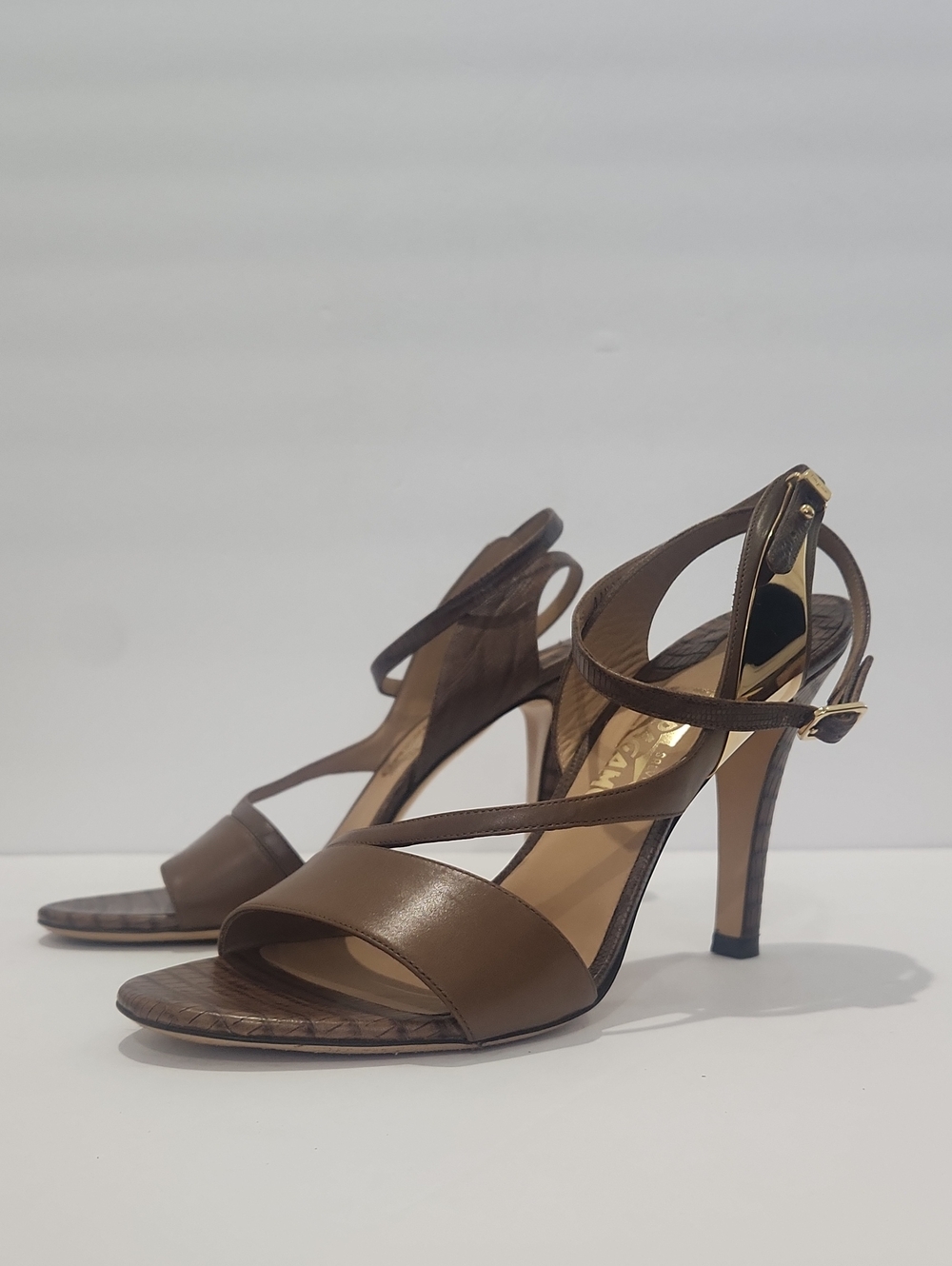 Salvatore Ferragamo Lizard Embossed Leather Heels